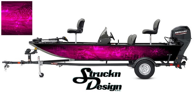 Black Hunter Pink Water Perch Musky Bass Fishing Fish Boat Design