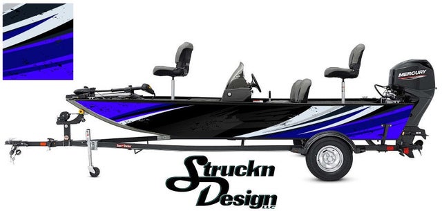 Black Grey Blue Swirl Bass Fishing Fish Boat Design Grunge