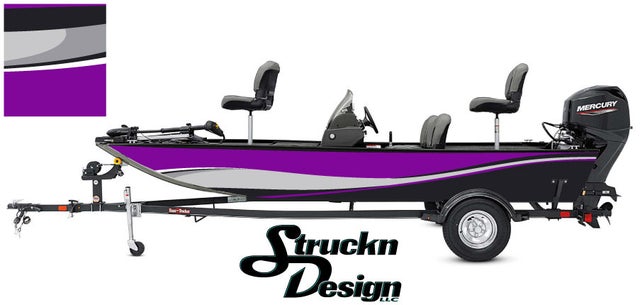 Black Purple Grey Swirl Bass Fishing Fish Boat Design Grunge