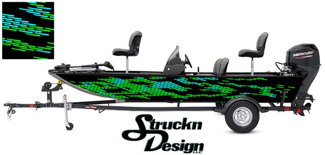 Bass Fishing Fish Boat Camo USA Distressed Scales Grunge Abstract Pontoon  Vinyl Graphic Wrap Kit Decal Material Various Sizes - DIY WRAPPING
